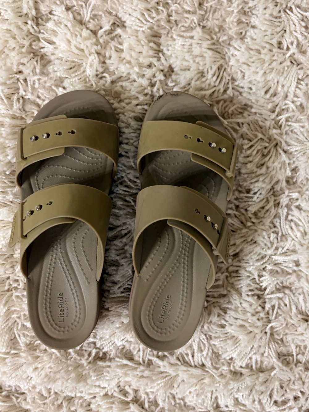 Crocs Women's Brooklyn Buckle Low Wedges - Khaki - Picture 2 of 6